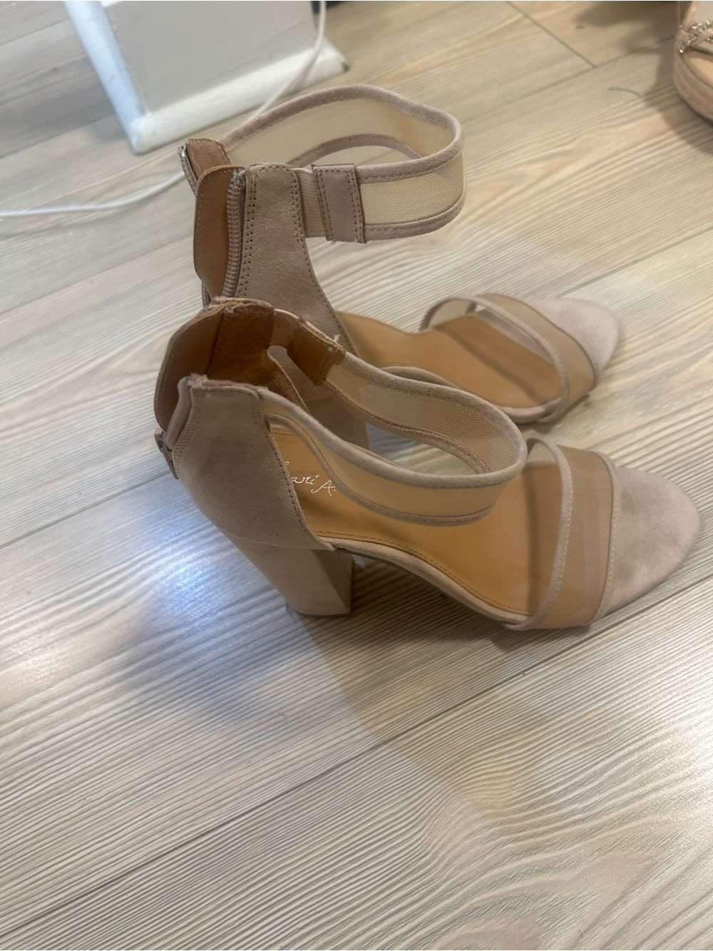 Alex Marie Blush Nude Ankle-Strap Block Heels